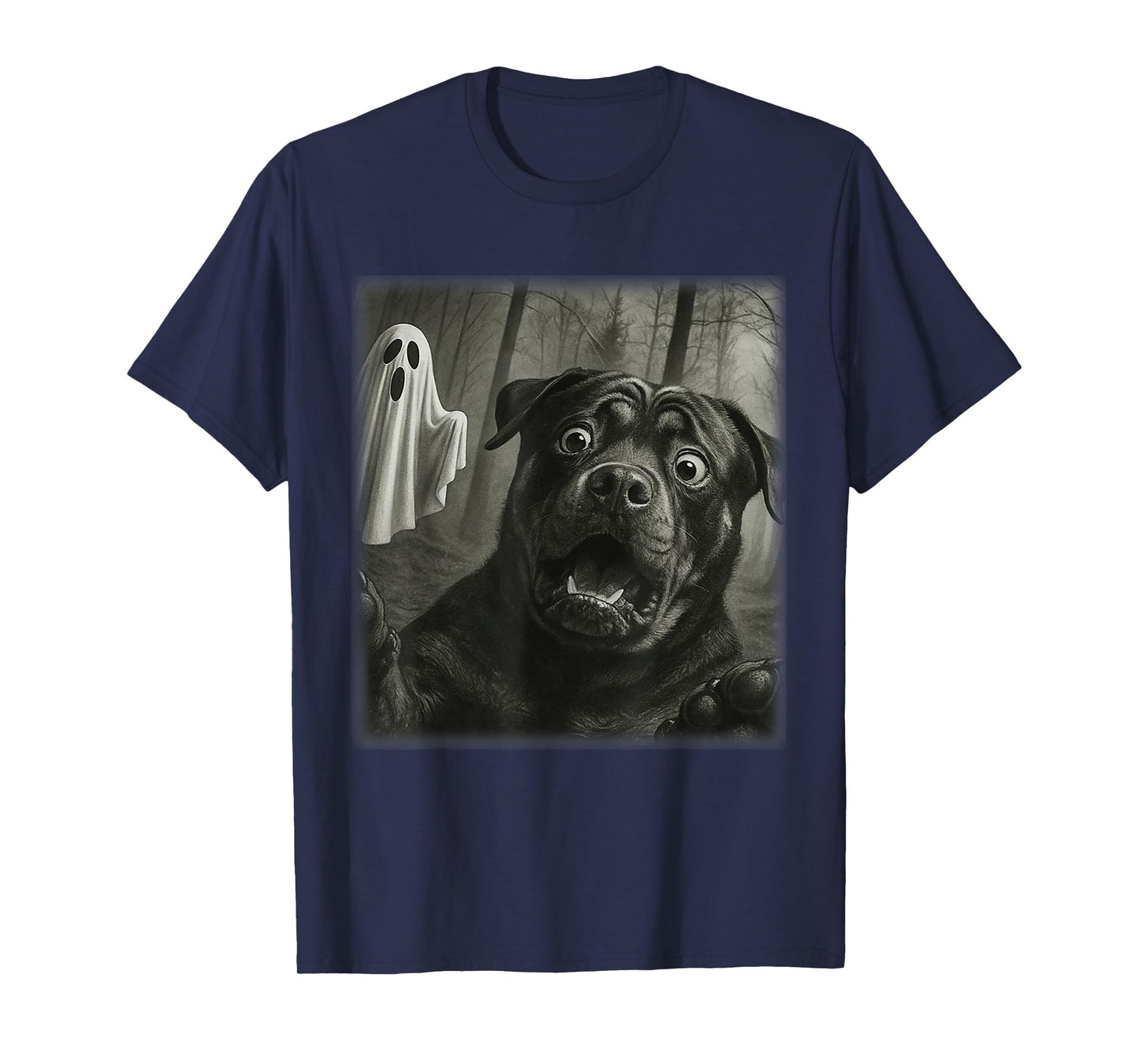 Funny Halloween Rottweiler Dog Selfie with Spooky Ghost T-Shirt