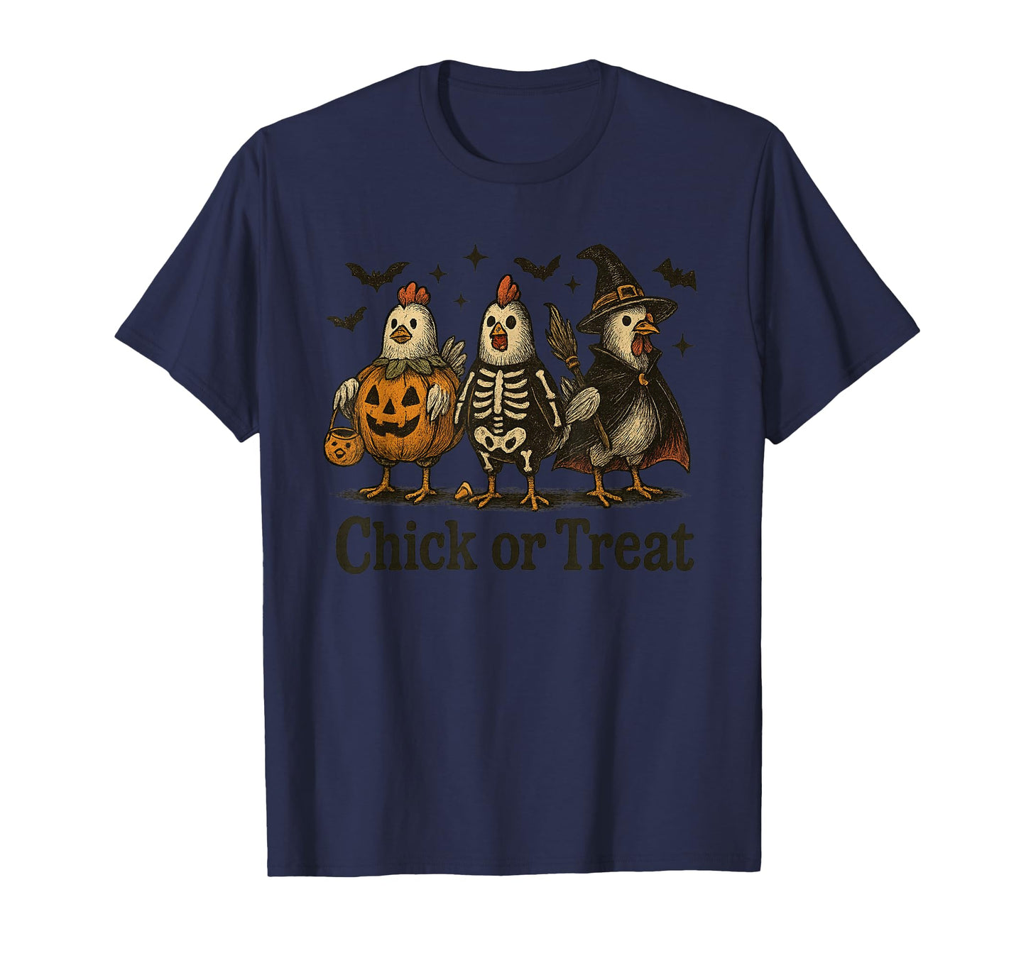 Chick or Treat Funny Chicken Halloween Vintage T-Shirt