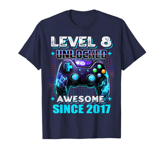 8th Birthday Boy Level 8 Gamer 8 Year Video Game Party T-Shirt