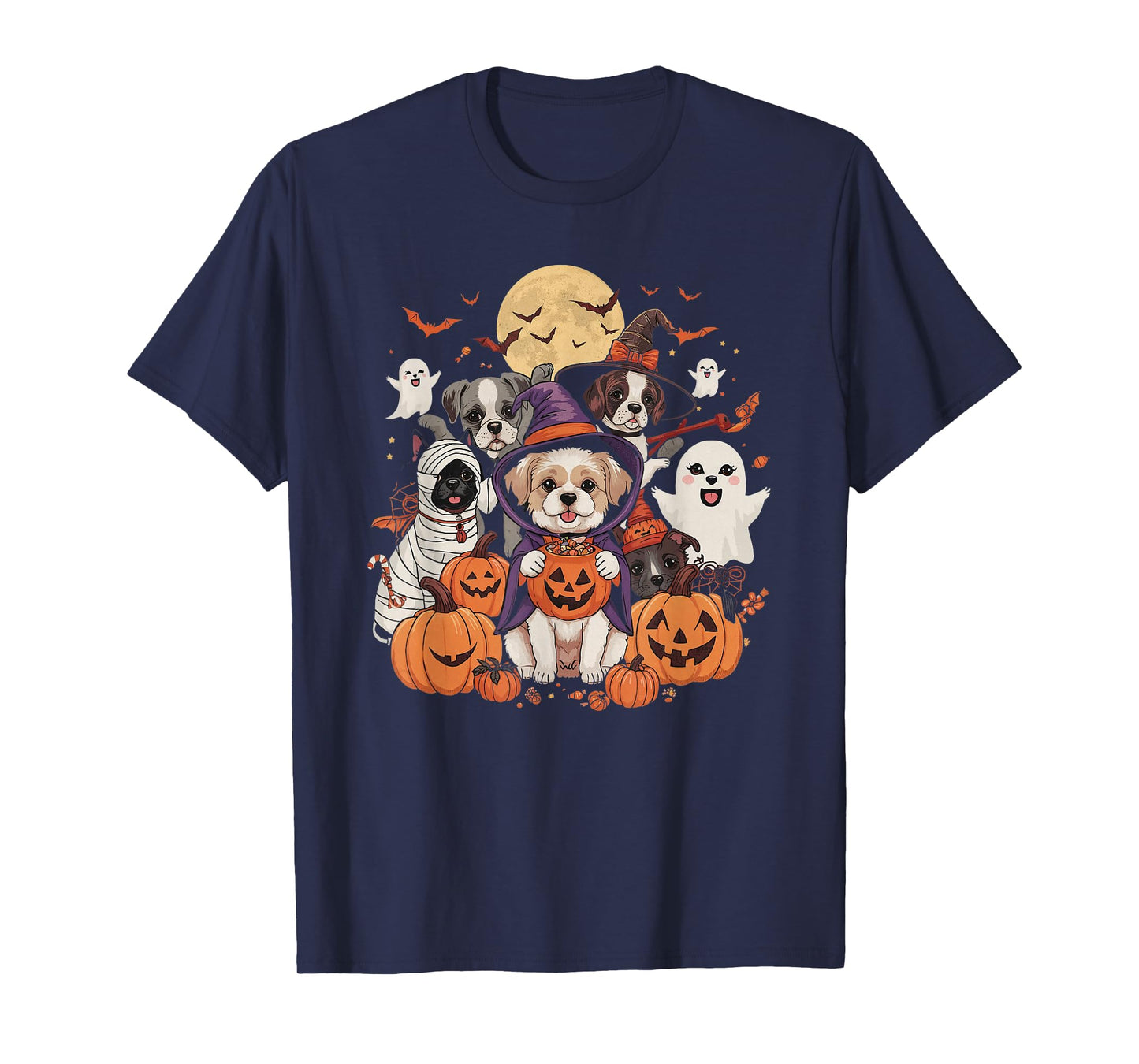 Cute Mummy Witch Ghost Halloween Dog Costume Men Women Kids T-Shirt
