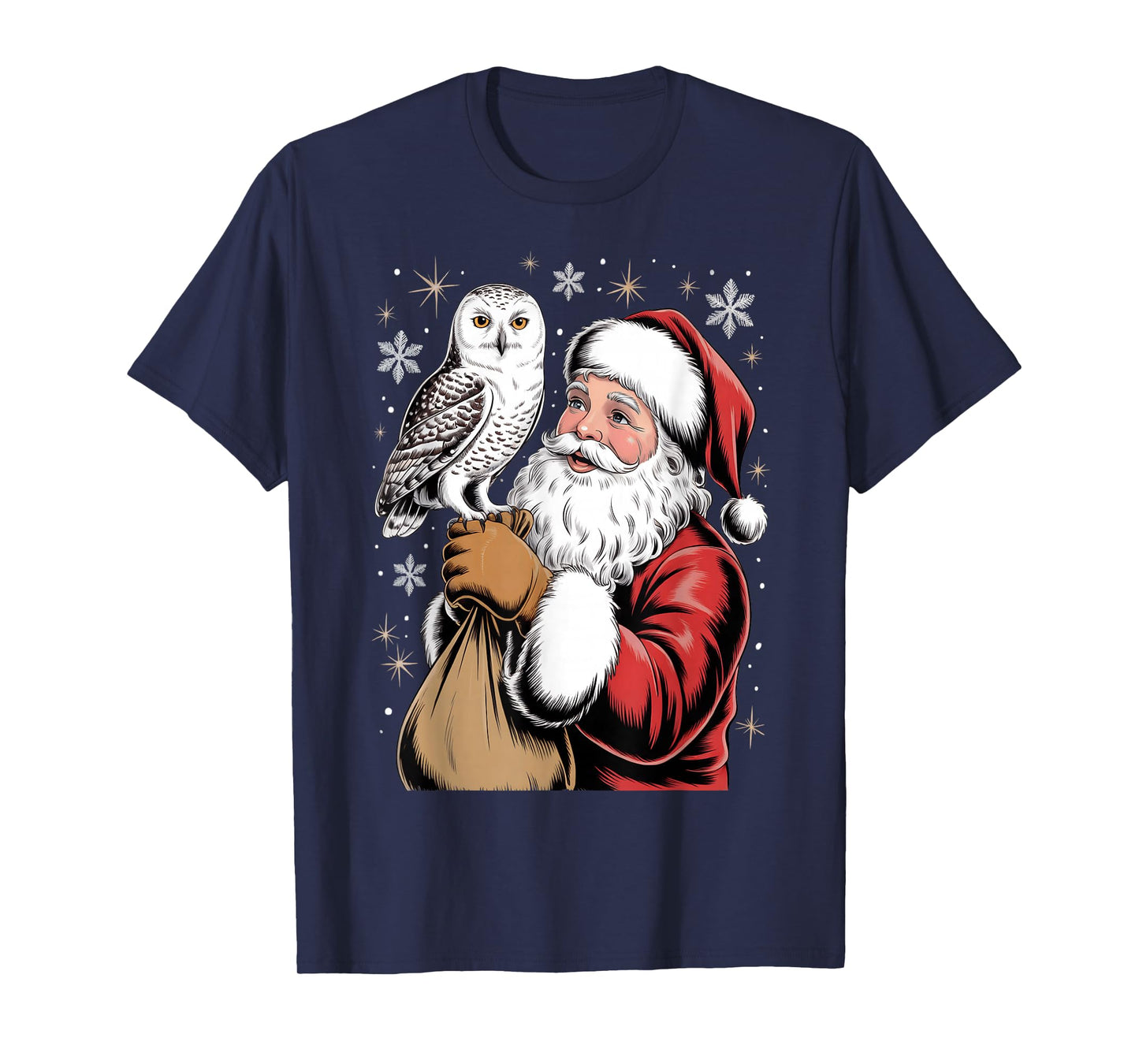 Cute Owl Santa Christmas Holiday Cartoon Funny Santa Owl Kid T-Shirt