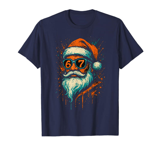 67 Christmas Santa Face 6 7 Meme Six Seven Teen Boys Kids T-Shirt