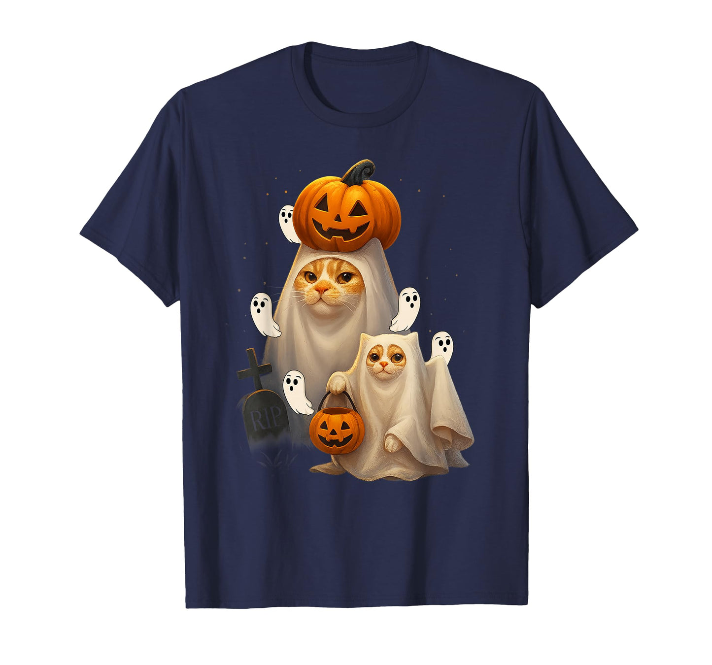 Witch Cat Meme Halloween Funny Ghost Kitty Men Women T-Shirt