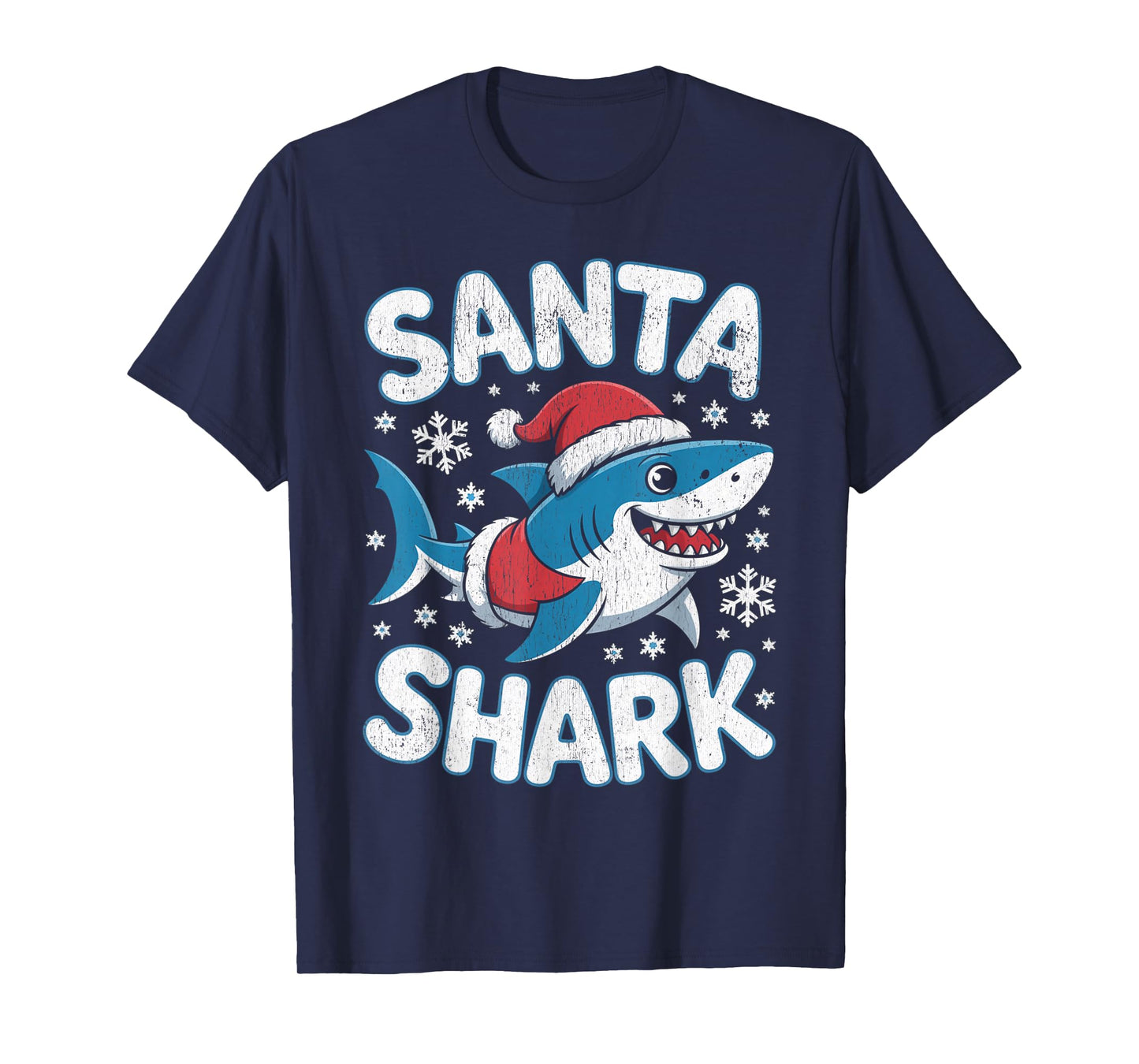 Funny Shark Santa Hat Christmas T-Shirt