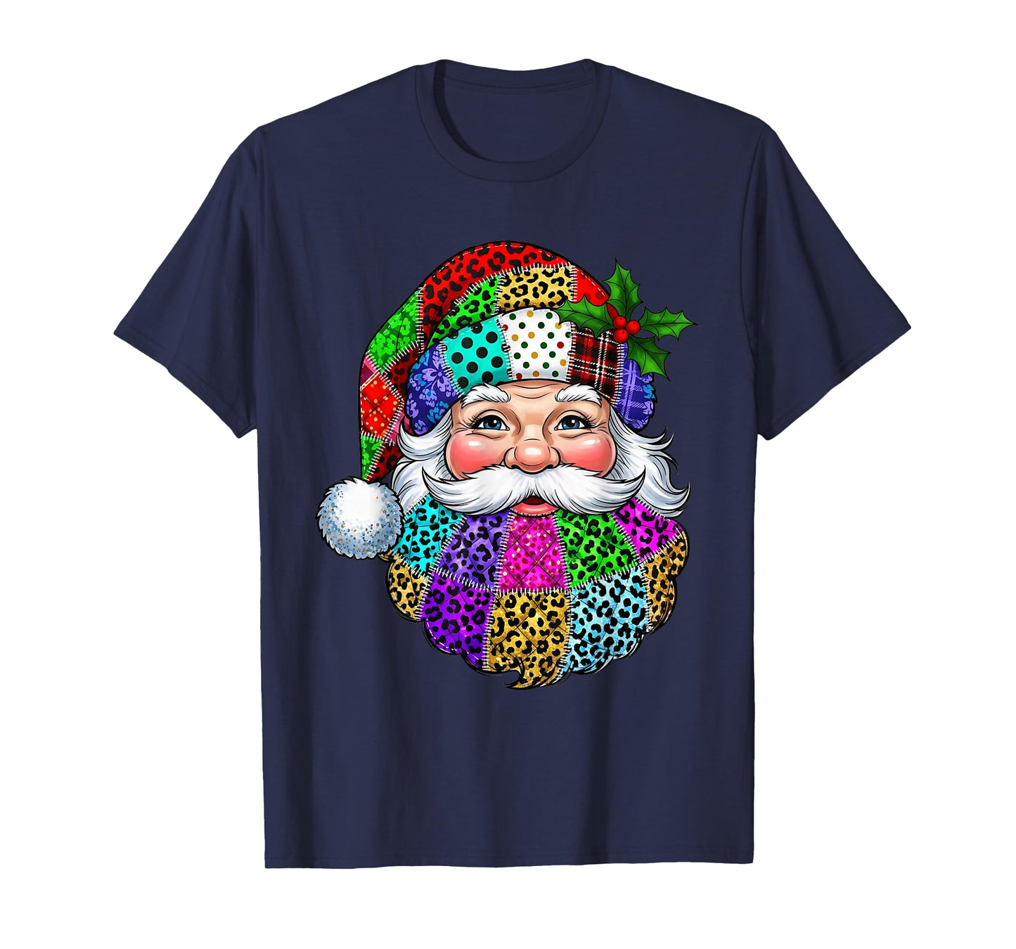 Retro Patchwork Santa Claus Christmas T-Shirt