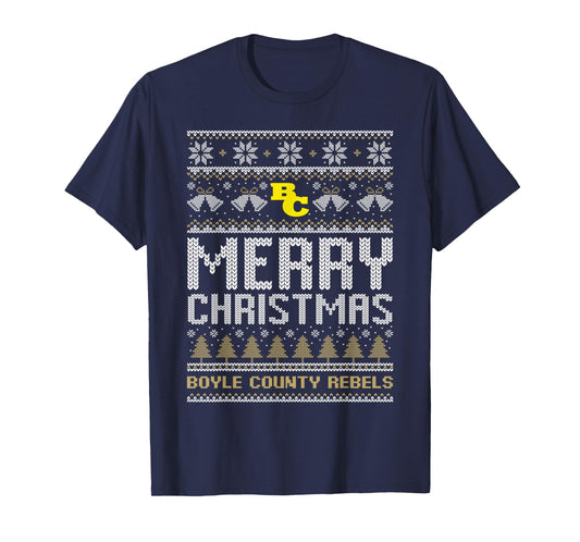 Boyle County Rebels Logo Merry Christmas Ugly Sweater HS T-Shirt