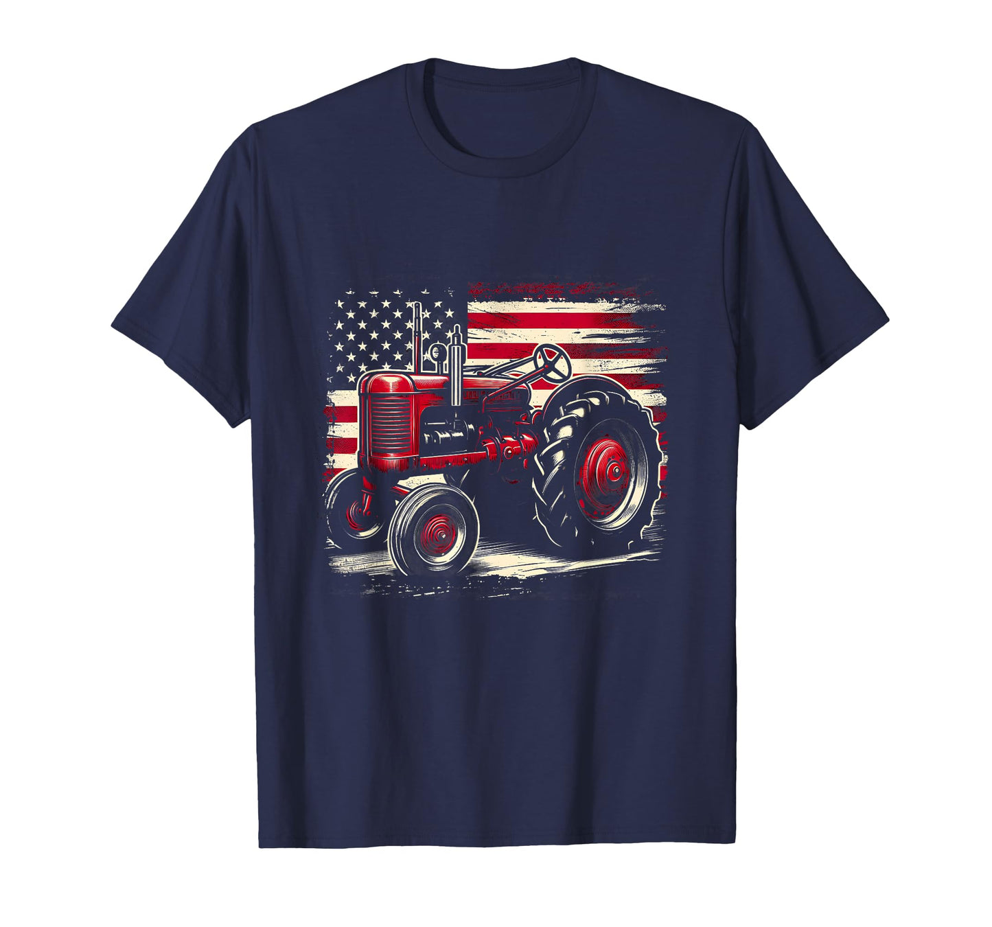 Old Farmall Cub Tractor American Flag Patriotic Farming Farm T-Shirt