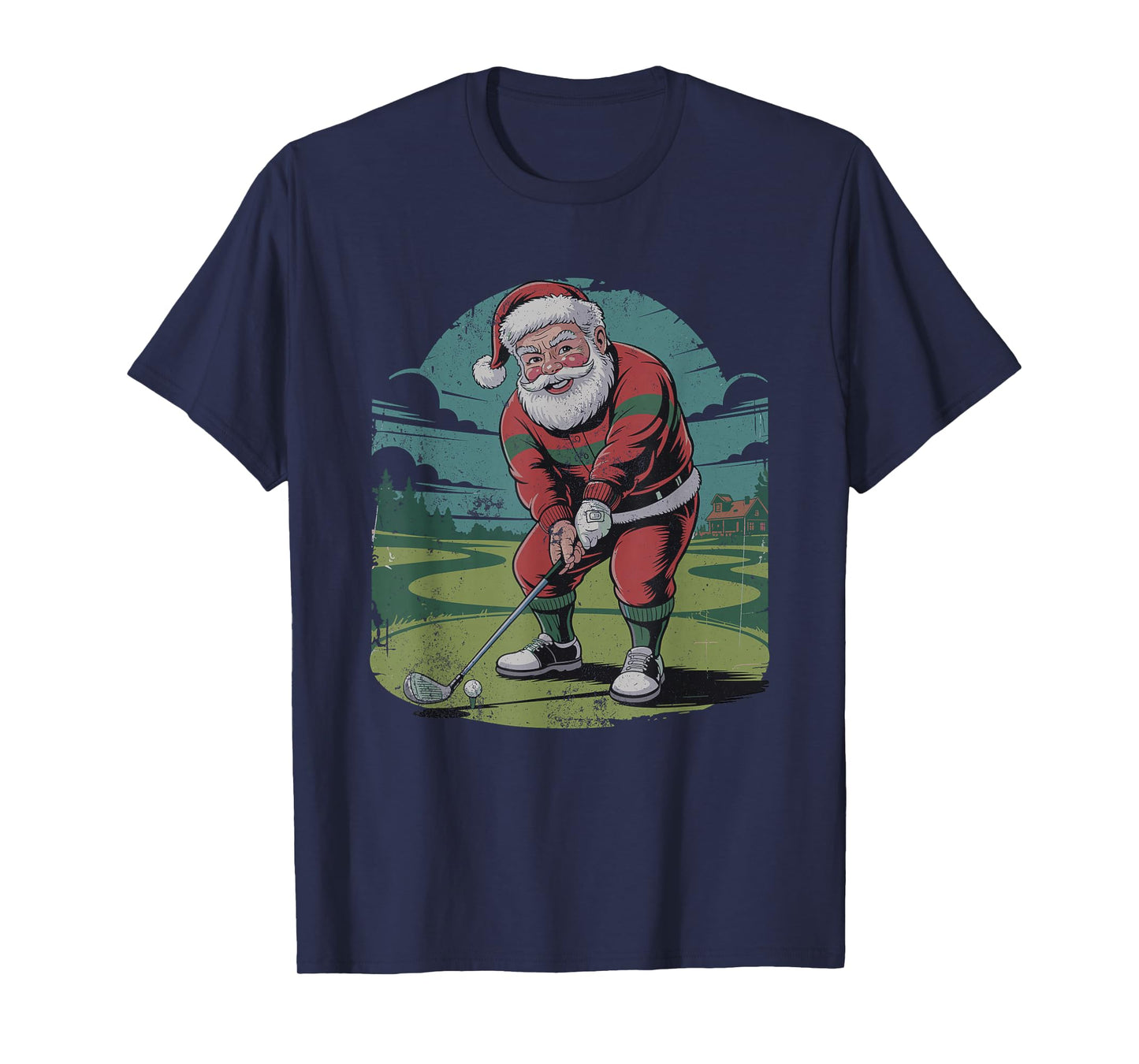 Santa Playing Golf Retro Vintage 90s Christmas Holiday T-Shirt