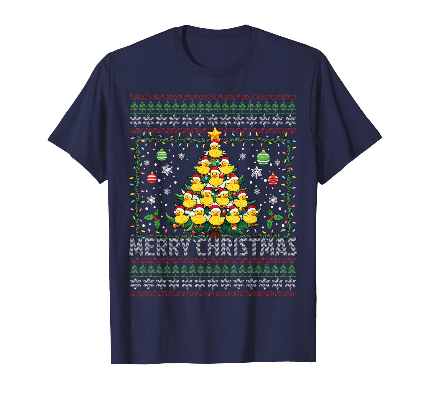 Ducks Christmas Tree Happy Christmas Funny Ugly Christmas T-Shirt