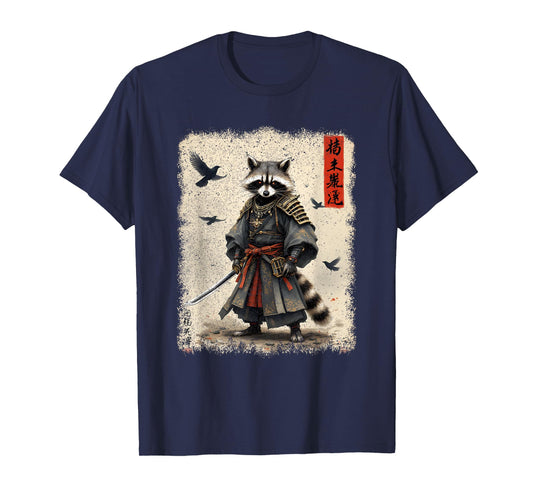 Samurai Raccoon, Japanese Warrior Art | Vintage Anime T-Shirt