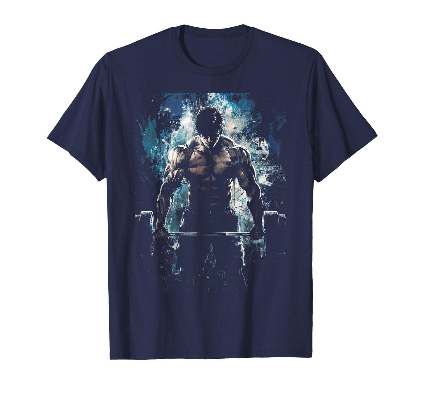 Weightlifting Muscle Gym Fitness Workout Strength Anime Men Character Deadlift Intense Bodybuilding T-Shirt