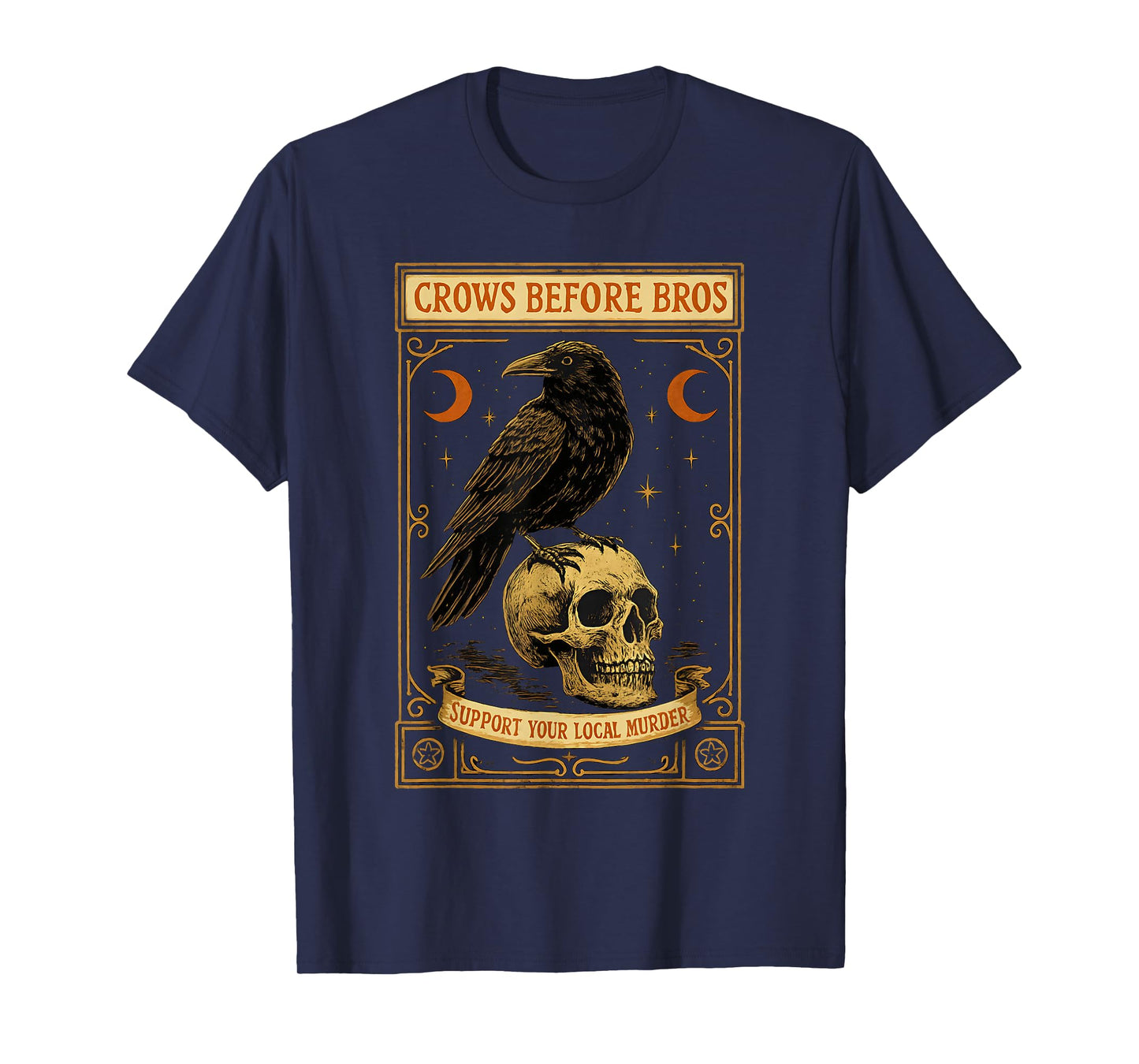 Crows Before Bros Gothic Tarot Card Crow Skull Women Teens T-Shirt