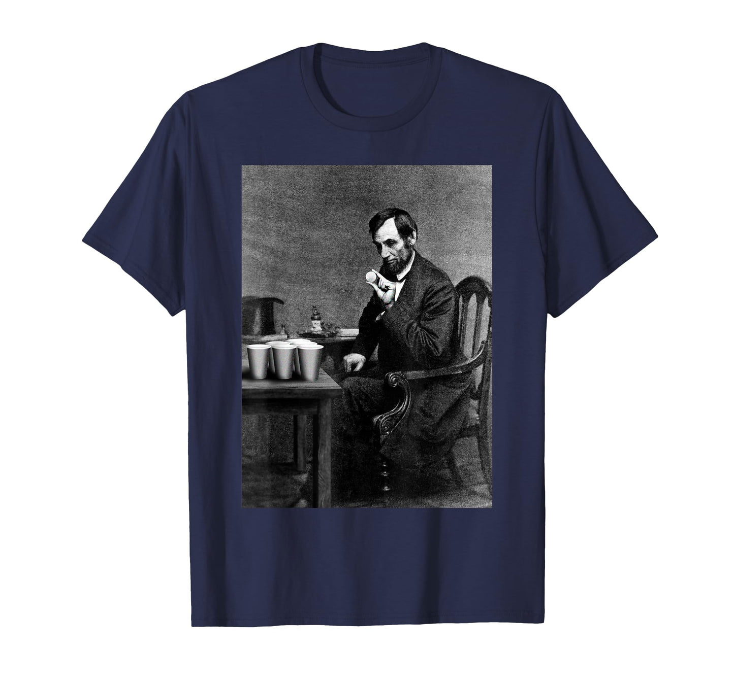 Abe Lincoln Invent's Beer Pong Old Vintage Photograph T-Shirt