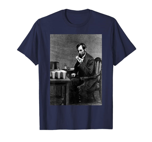 Abe Lincoln Invent's Beer Pong Old Vintage Photograph T-Shirt