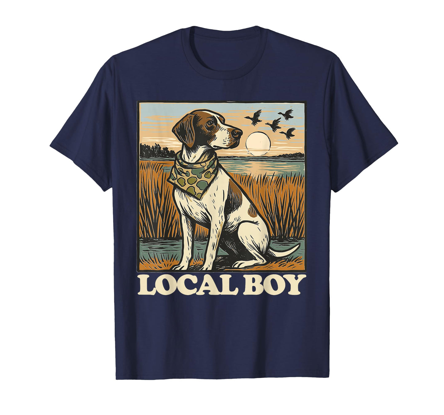 Local Boy GSP Pointer Hunting Dog Marsh Scene Sunset Vintage T-Shirt