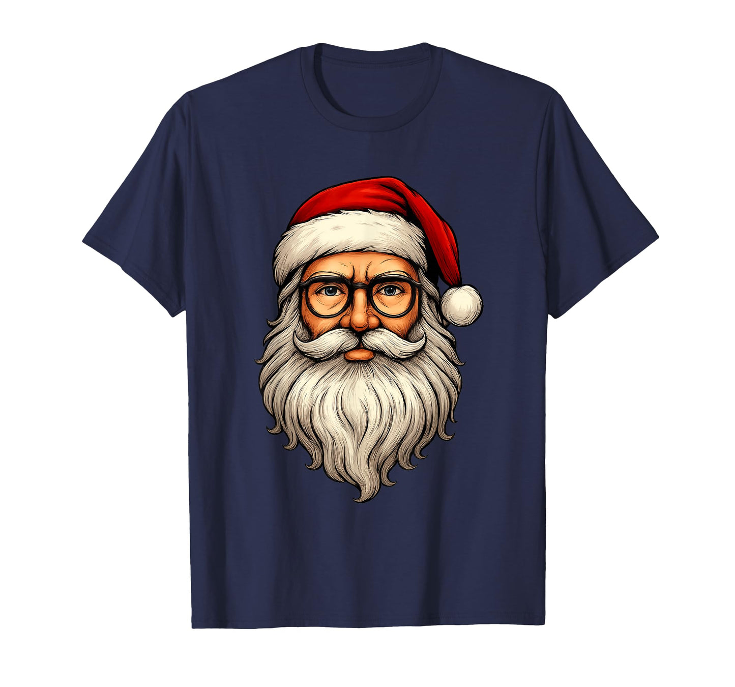 Santa Claus Face Sunglasses Men Women Cool Hipster Christmas T-Shirt