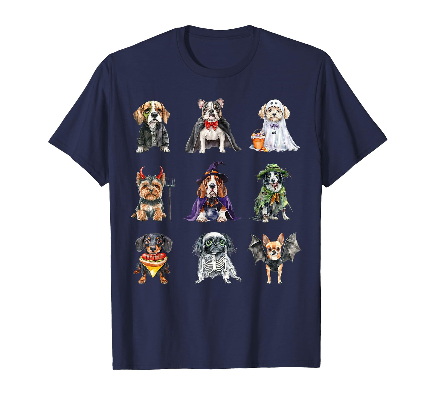 Funny Halloween Dog Costumes Ghost Witch Zombie Skeleton T-Shirt