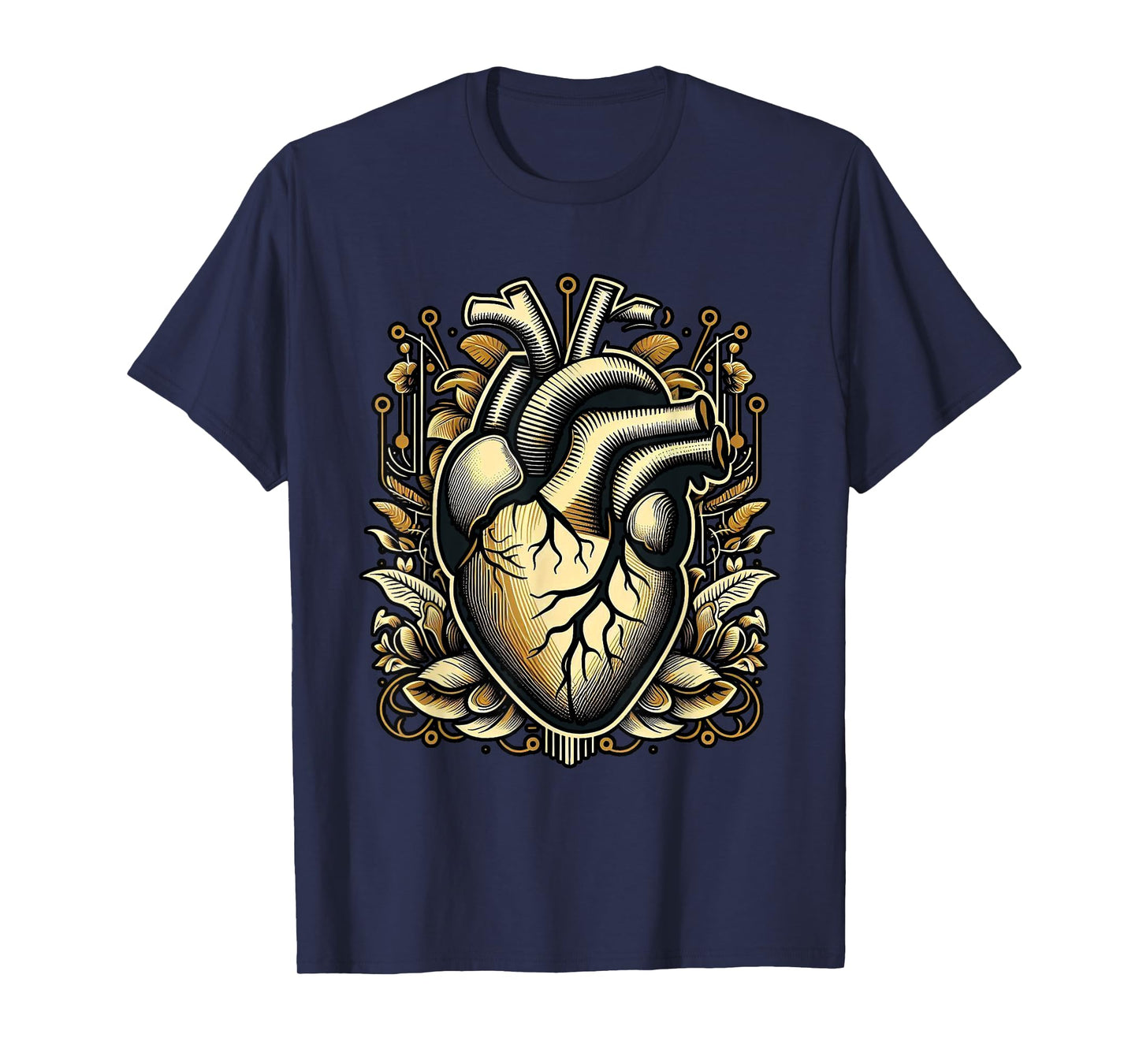 Anatomical Heart with Roots Vintage Style Heart Art T-Shirt