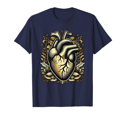 Anatomical Heart with Roots Vintage Style Heart Art T-Shirt