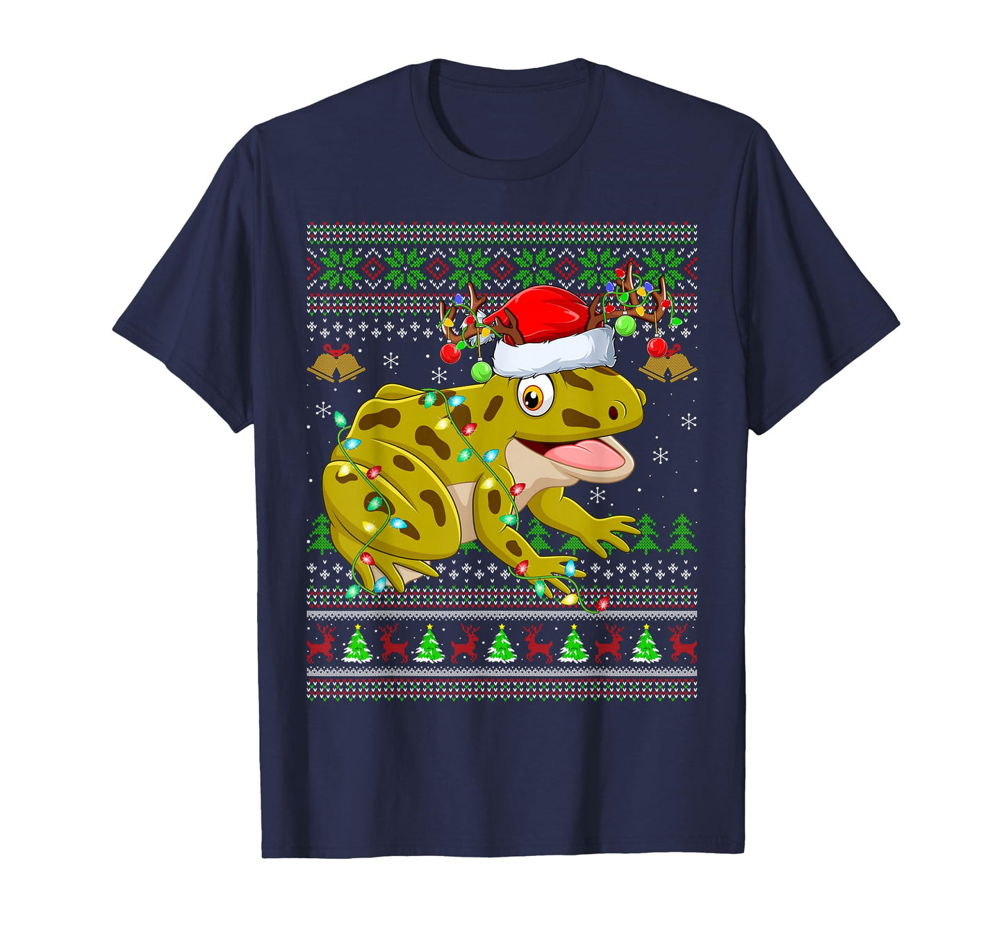 Frog Ugly Christmas Sweaters Holiday Santa Cute Xmas T-Shirt