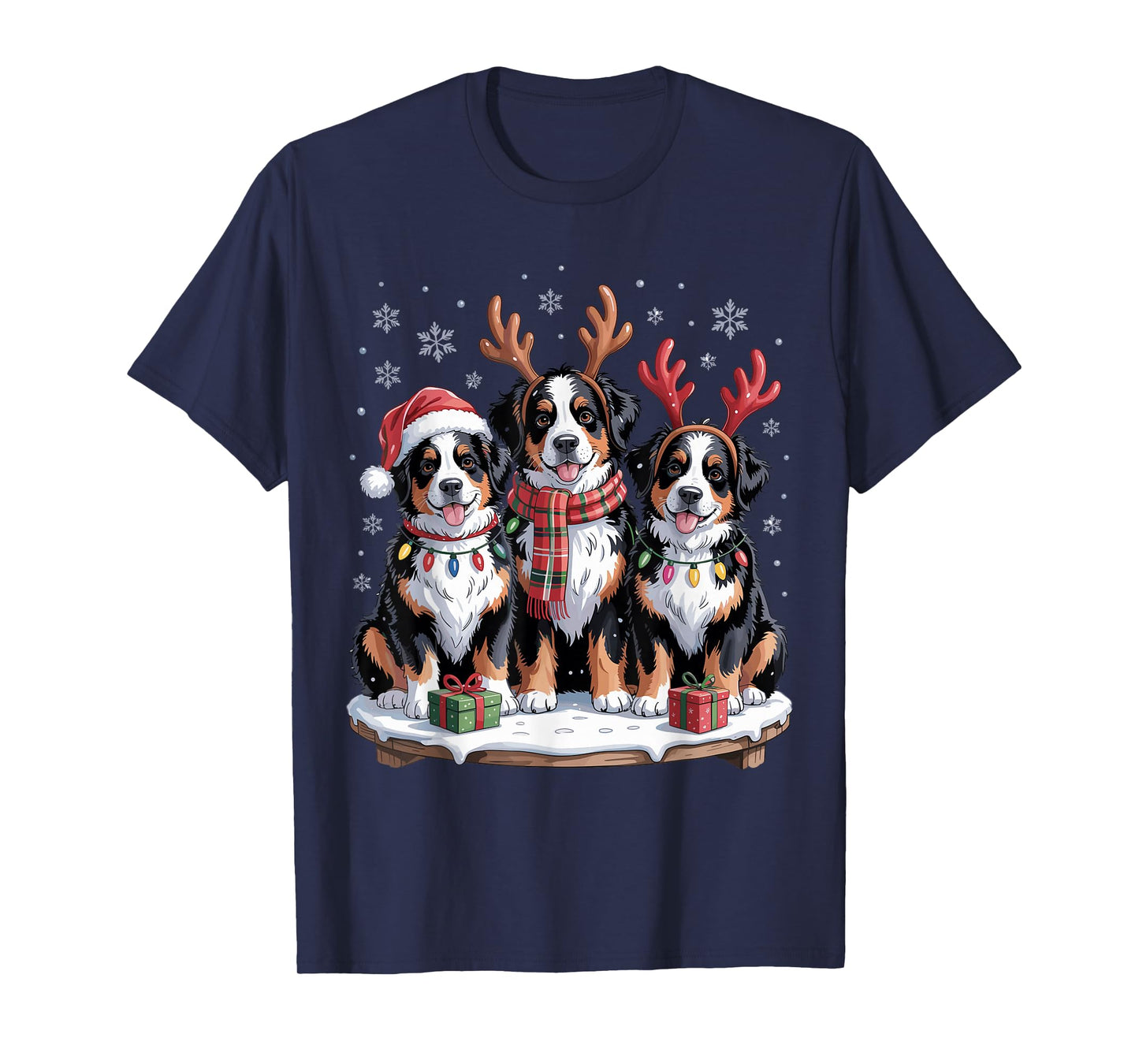 Cute Bernese Mountain Christmas Puppies Dog Lovers Holiday T-Shirt