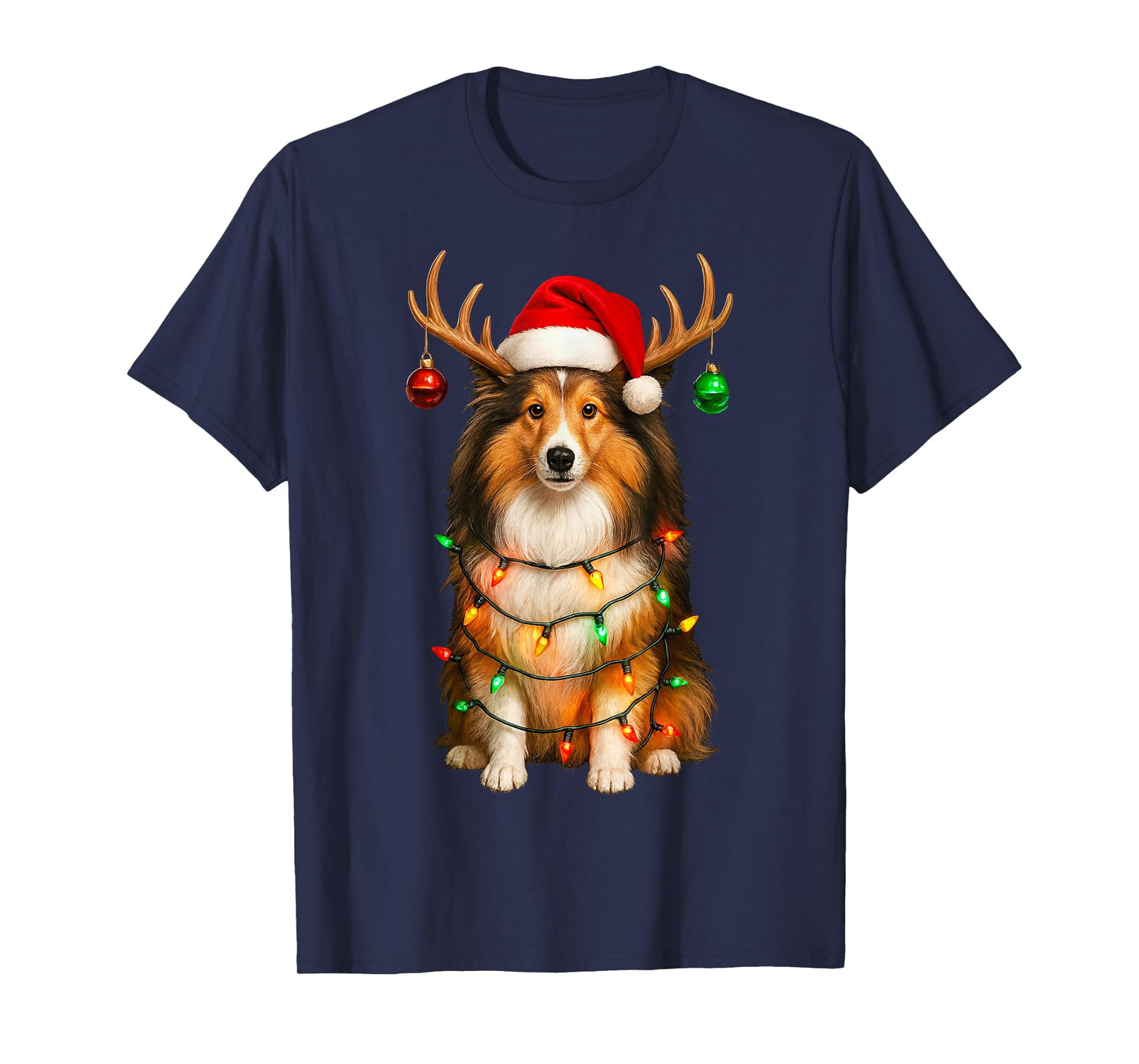 Shetland Sheepdog Dog Christmas Sheltie Santa Hat Lover T-Shirt