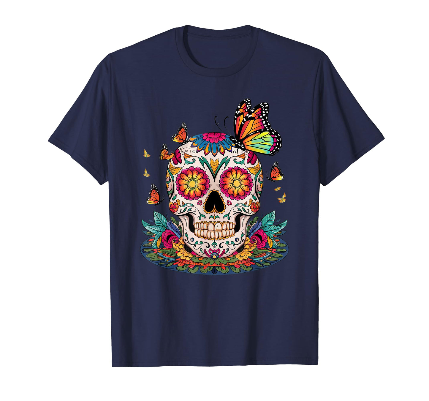 Sugar Skull Butterfly Day of Dead Halloween Dia De Muertos T-Shirt