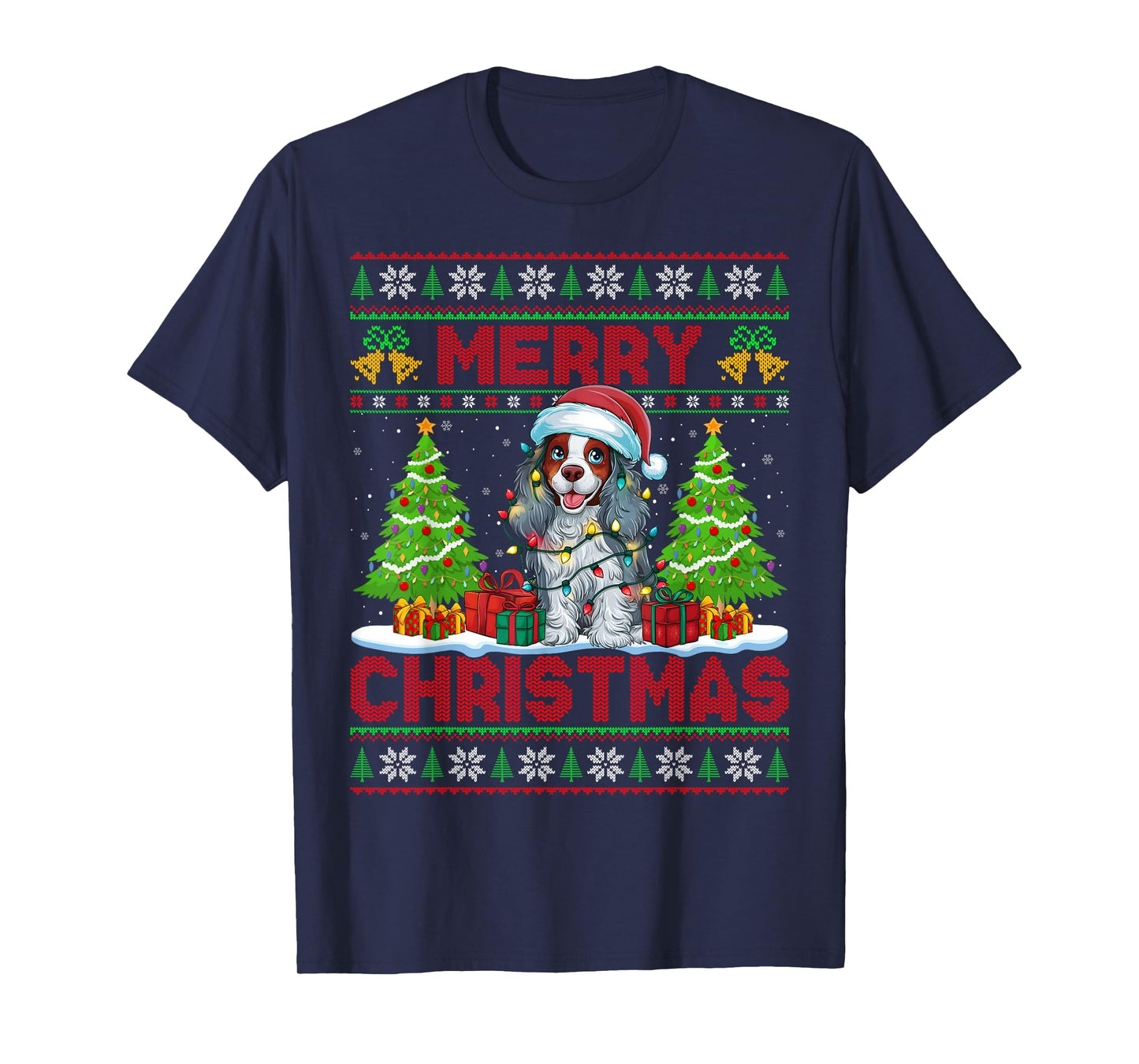American Water Spaniel Ugly Christmas Sweaters Pet Dog Xmas T-Shirt