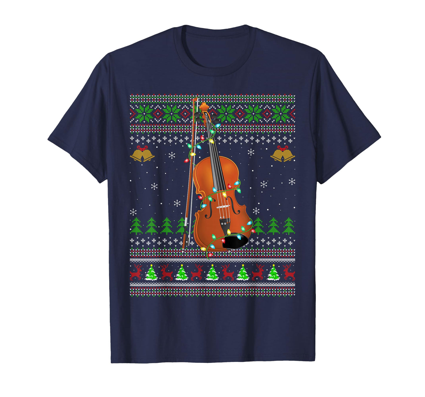 Violin Ugly Christmas Sweaters Violin Music Lover Xmas T-Shirt
