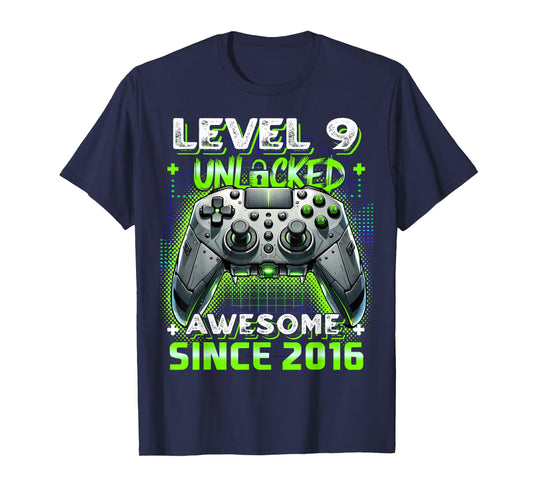 9th Birthday Boy Level 9 Gamer 9 Year Video Game Party T-Shirt