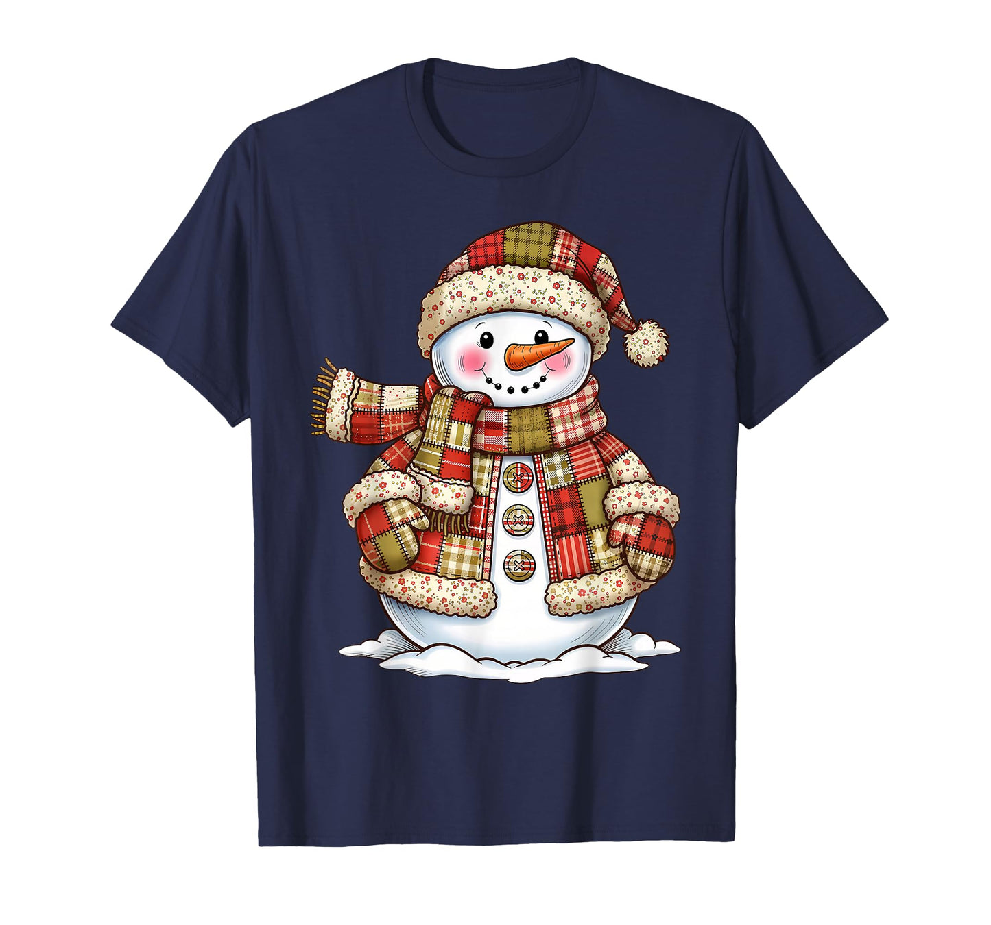 Patchwork Snowman Preppy Girly Christmas Xmas Holiday Kids T-Shirt