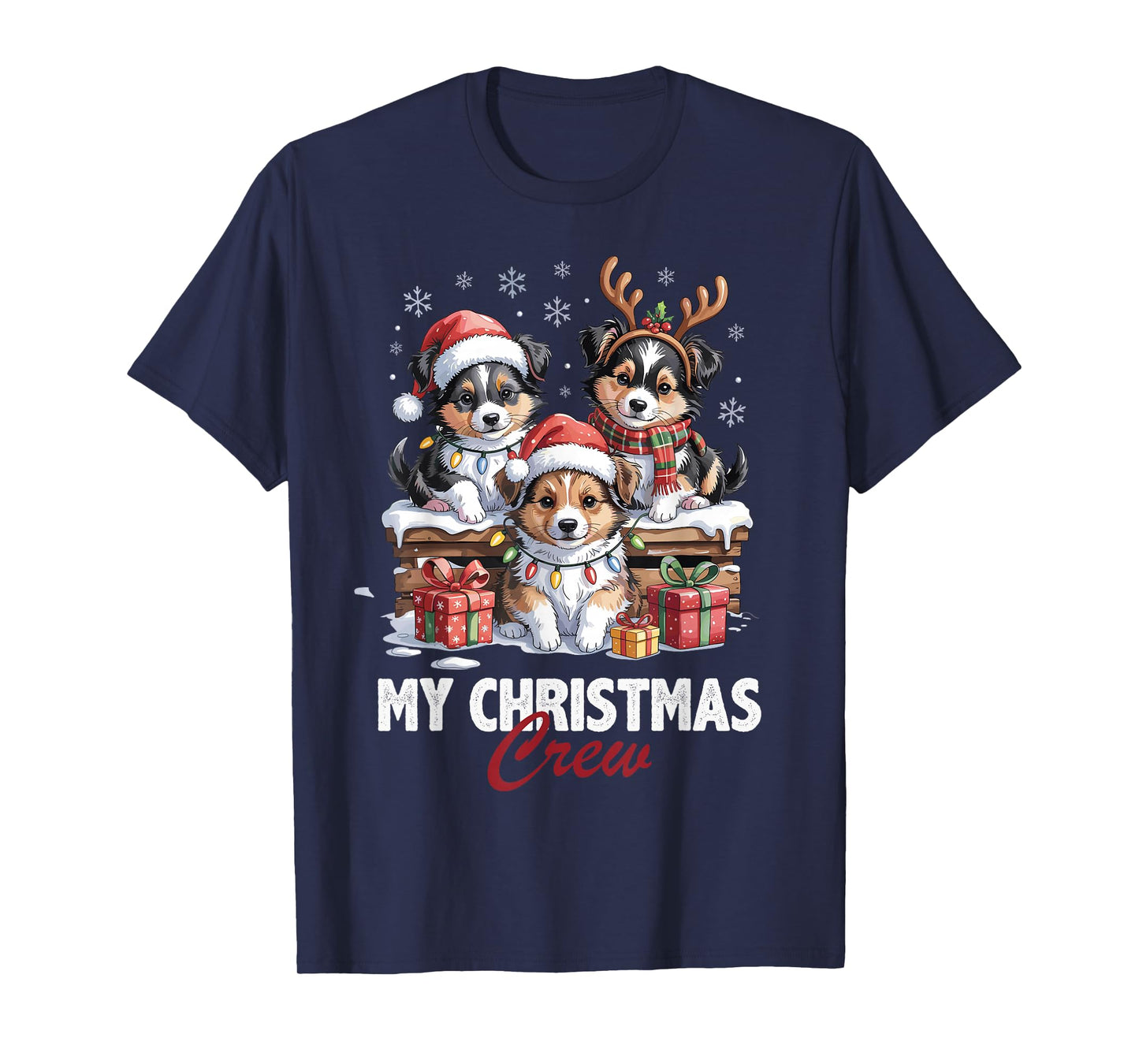 Sheltie Christmas Crew Funny Dog Lovers Holiday Pajama T-Shirt