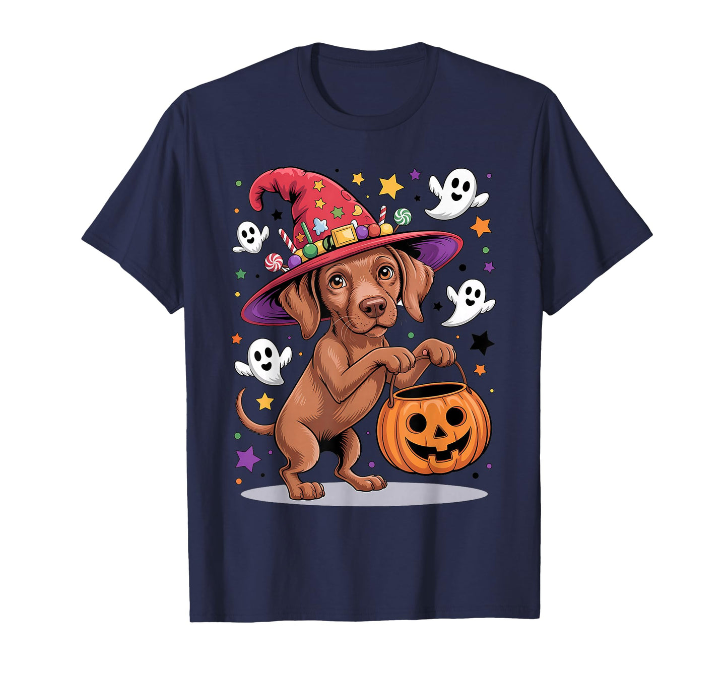 Vizsla Dog Pumpkin Ghost Candy Witch Halloween Costume T-Shirt
