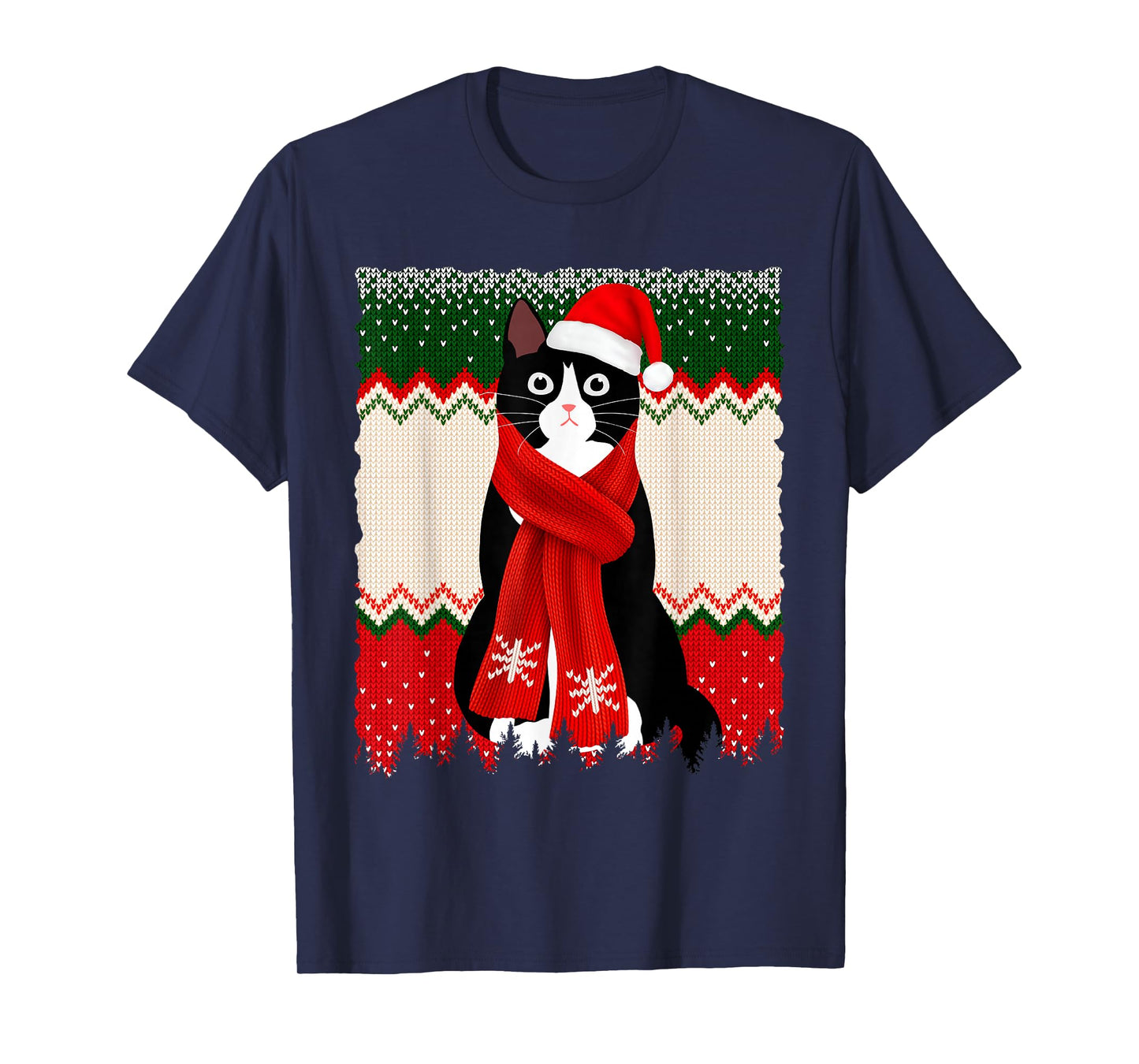 Black Cat Christmas Santa Hat Meowy Cat Men Women Kids Funny T-Shirt