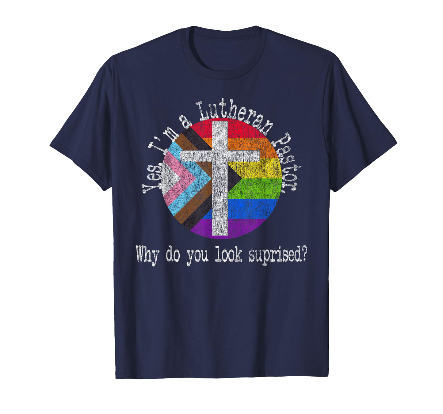 Pastor Pride for Ally Lgbtqia+ Lutheran Inclusive Clergy T-Shirt