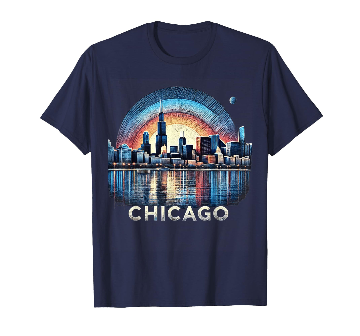 Vintage Chicago Illinois City Skyline Shirt Men Women Retro T-Shirt