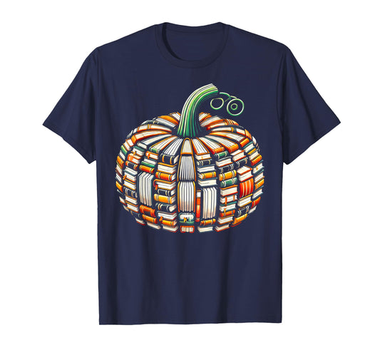 Vintage Book Pumpkin Autumn Fall Librarians Bookworm Teacher T-Shirt