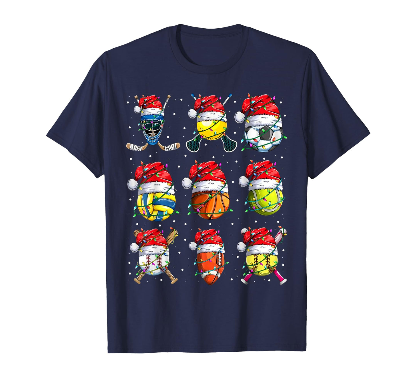Santa Sports Design For Men Boys Christmas Sport Ball Player T-Shirt