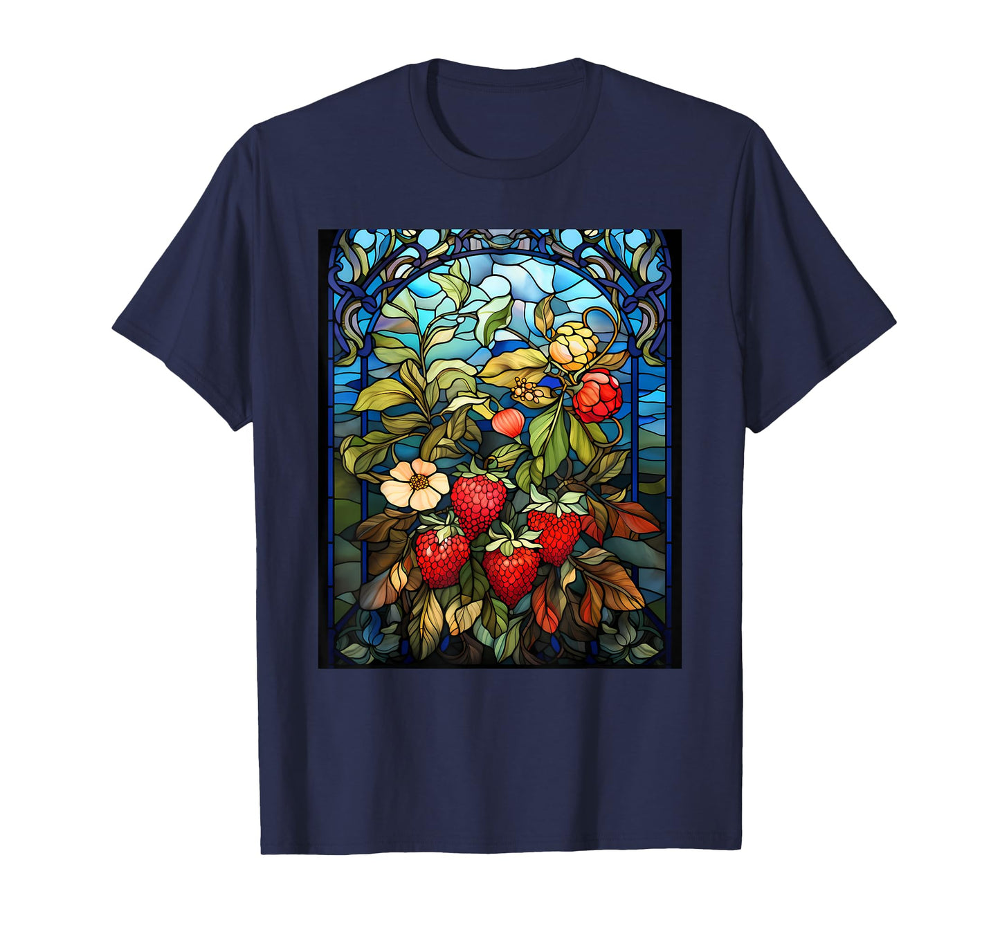 Stained Glass Style Strawberry T-Shirt