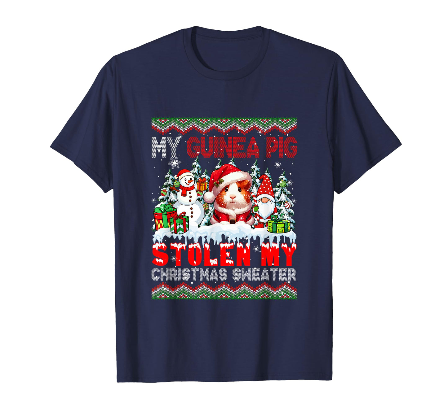My Guinea Pig Stolen My Christmas Sweater Santa Dog Gnome T-Shirt