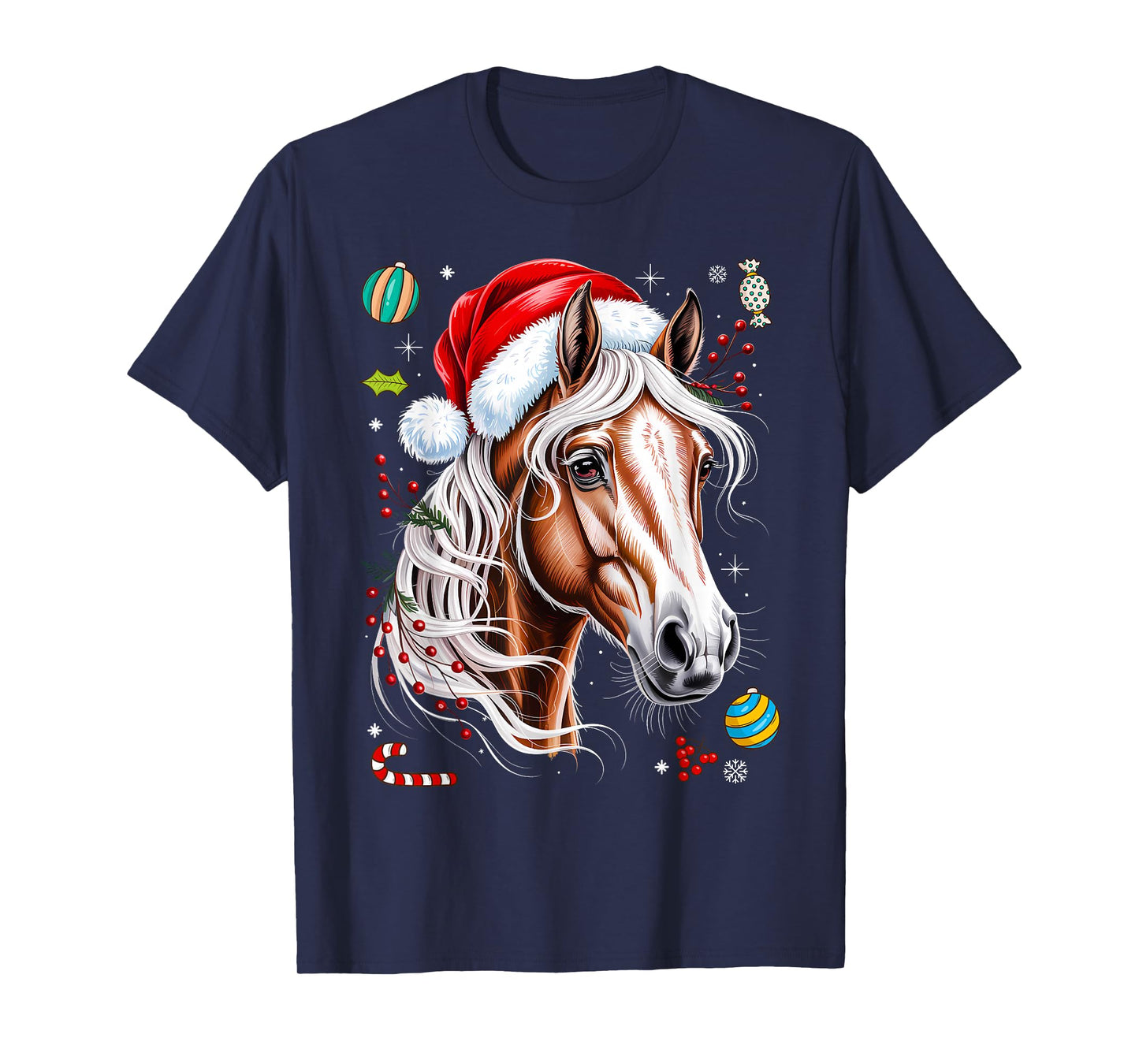 Horse Santa Christmas Cute Riding Equestrian Lover X-Mas T-Shirt