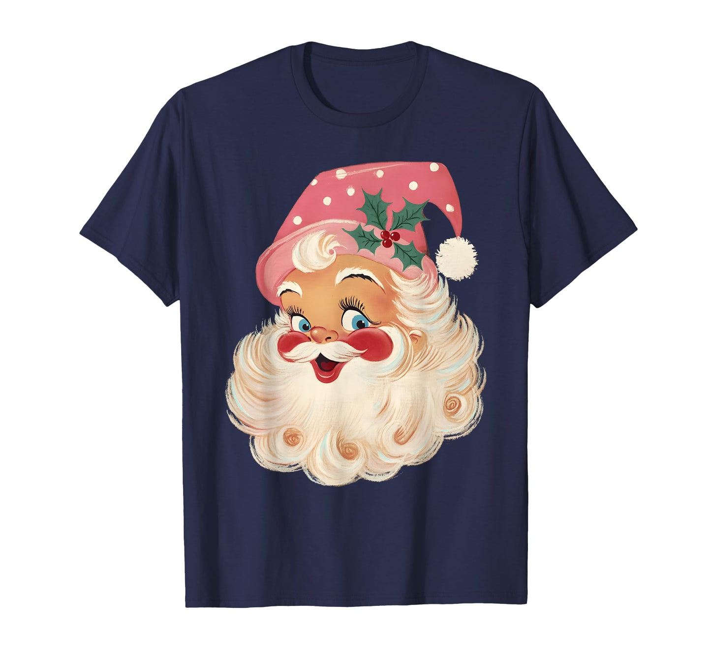 Vintage Retro Pink Santa Claus Christmas Xmas Men Women Kid T-Shirt