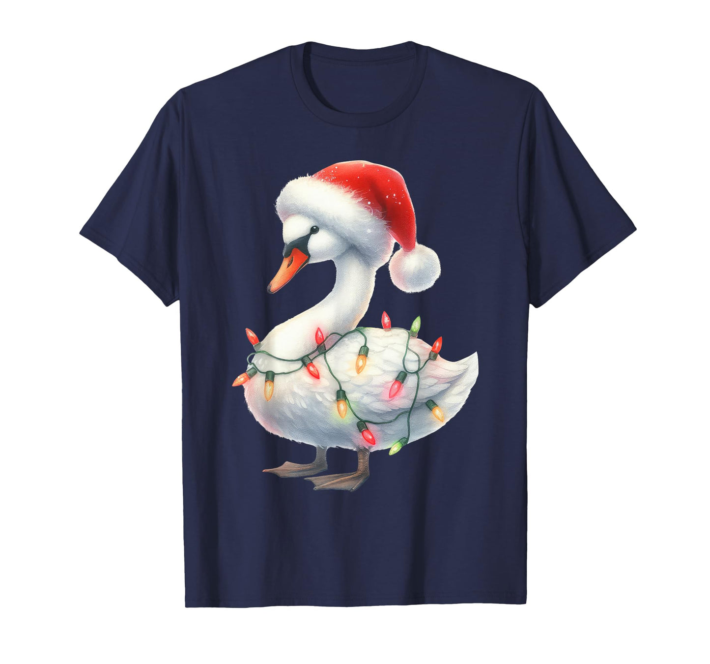 Goose Christmas Lights Funny Santa Hat Merry Xmas T-Shirt