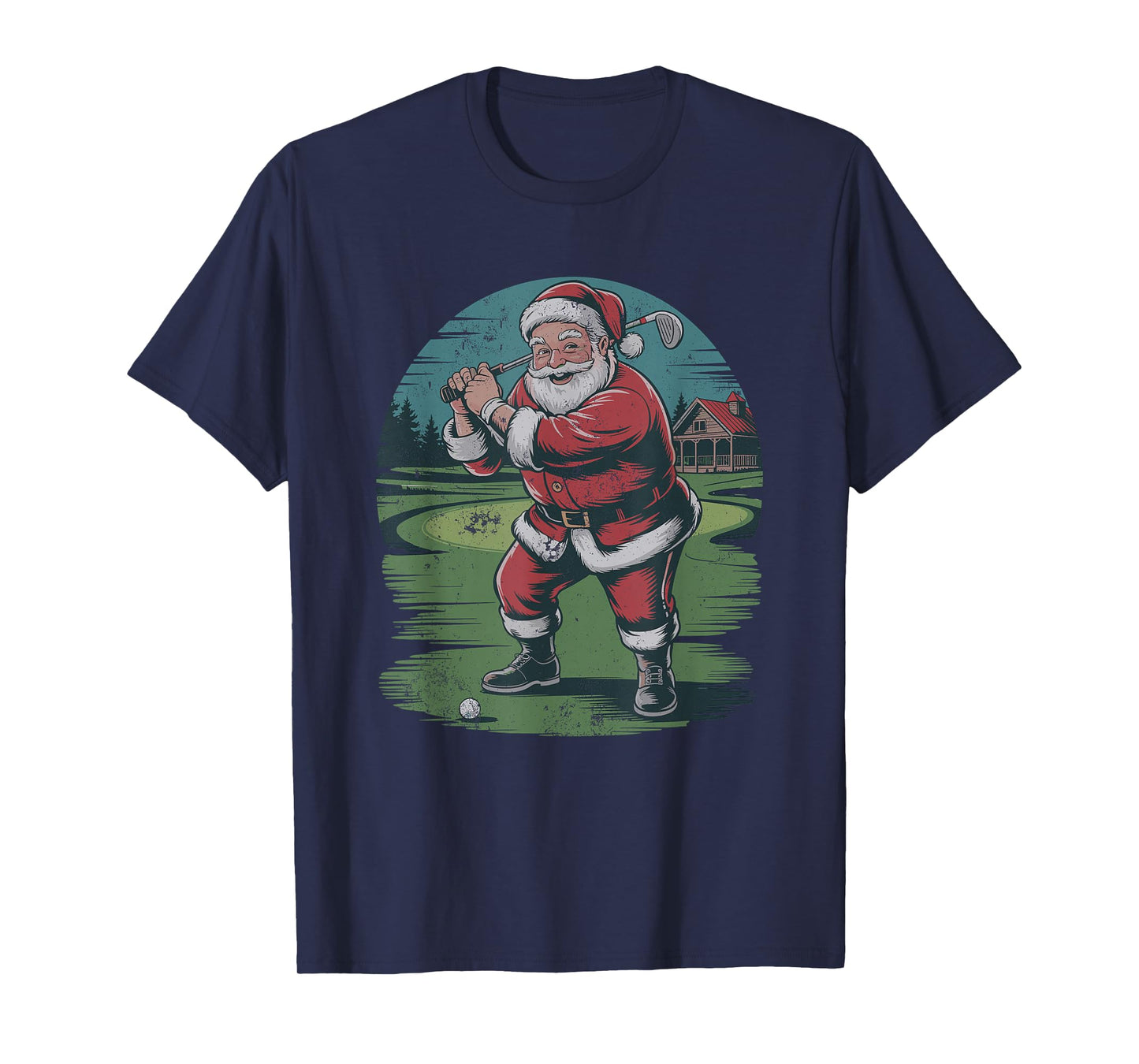 Santa Playing Golf Funny Retro Vintage 90s Christmas Holiday T-Shirt