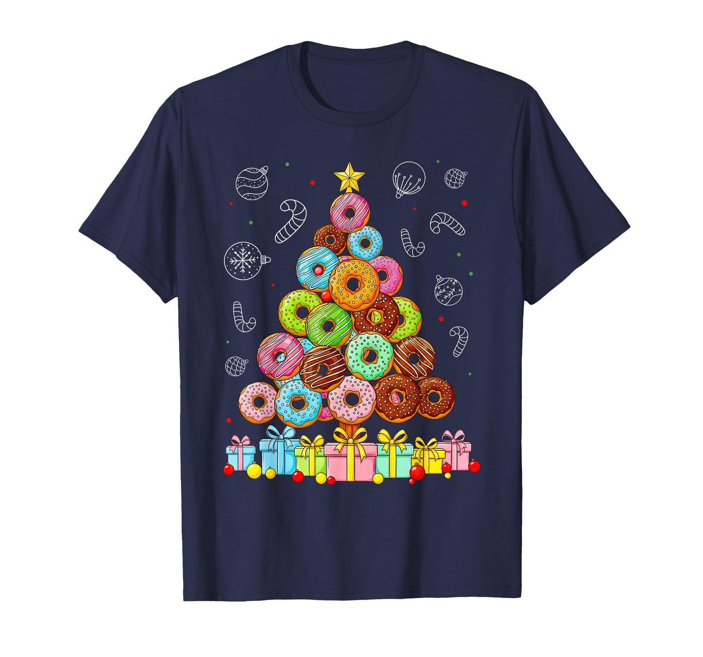 Lover Xmas Santa Hat Donuts Christmas Tree T-Shirt