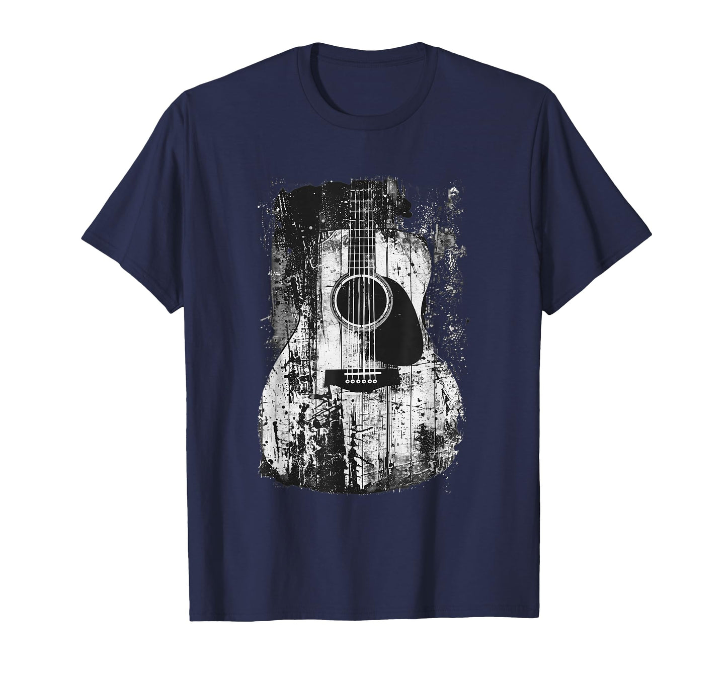 Acoustic Guitar, Vintage, Distressed, Rock & Roll Music. T-Shirt