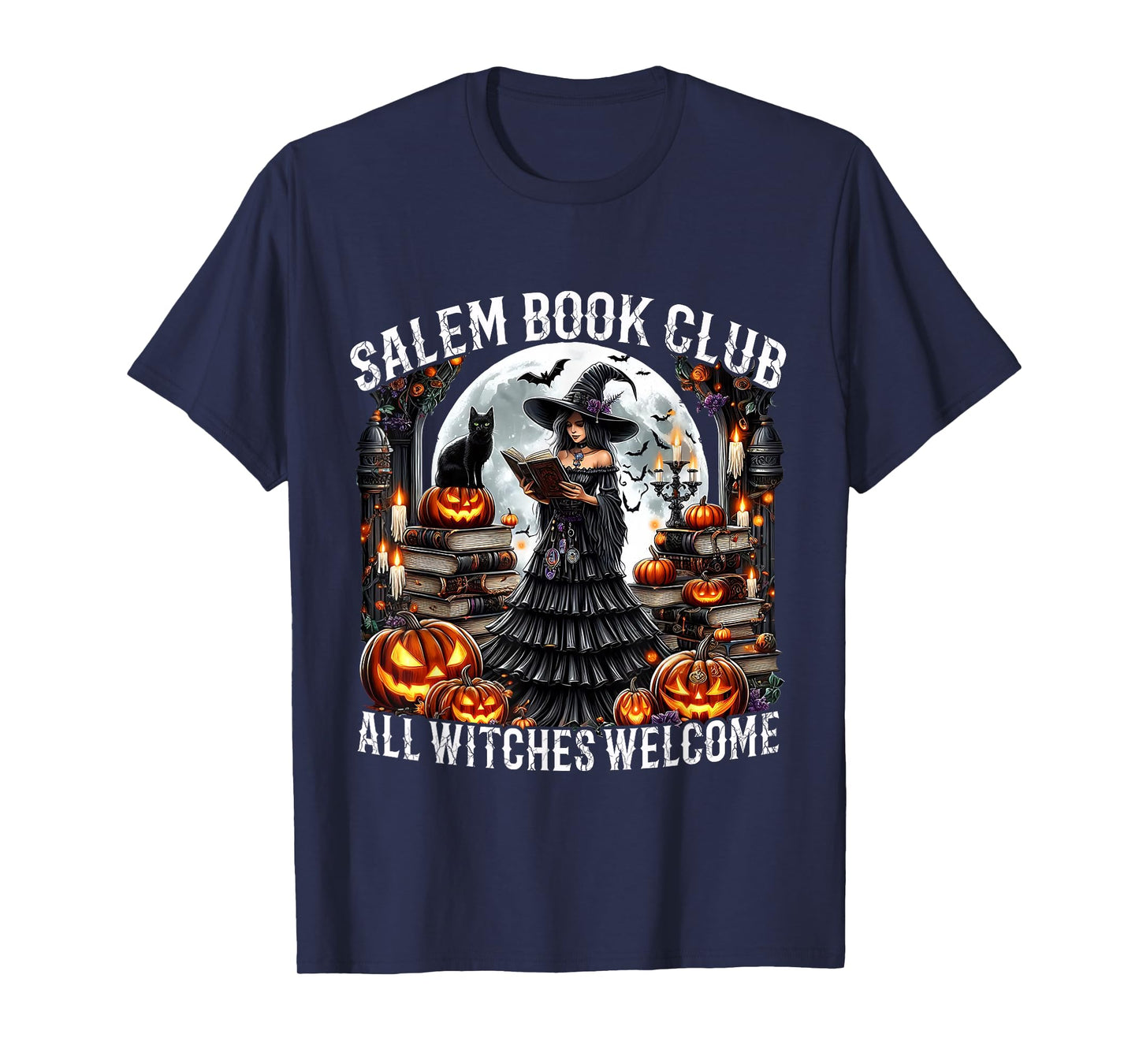 Salem Book Club Gothic Witch Vintage Halloween Art T-Shirt
