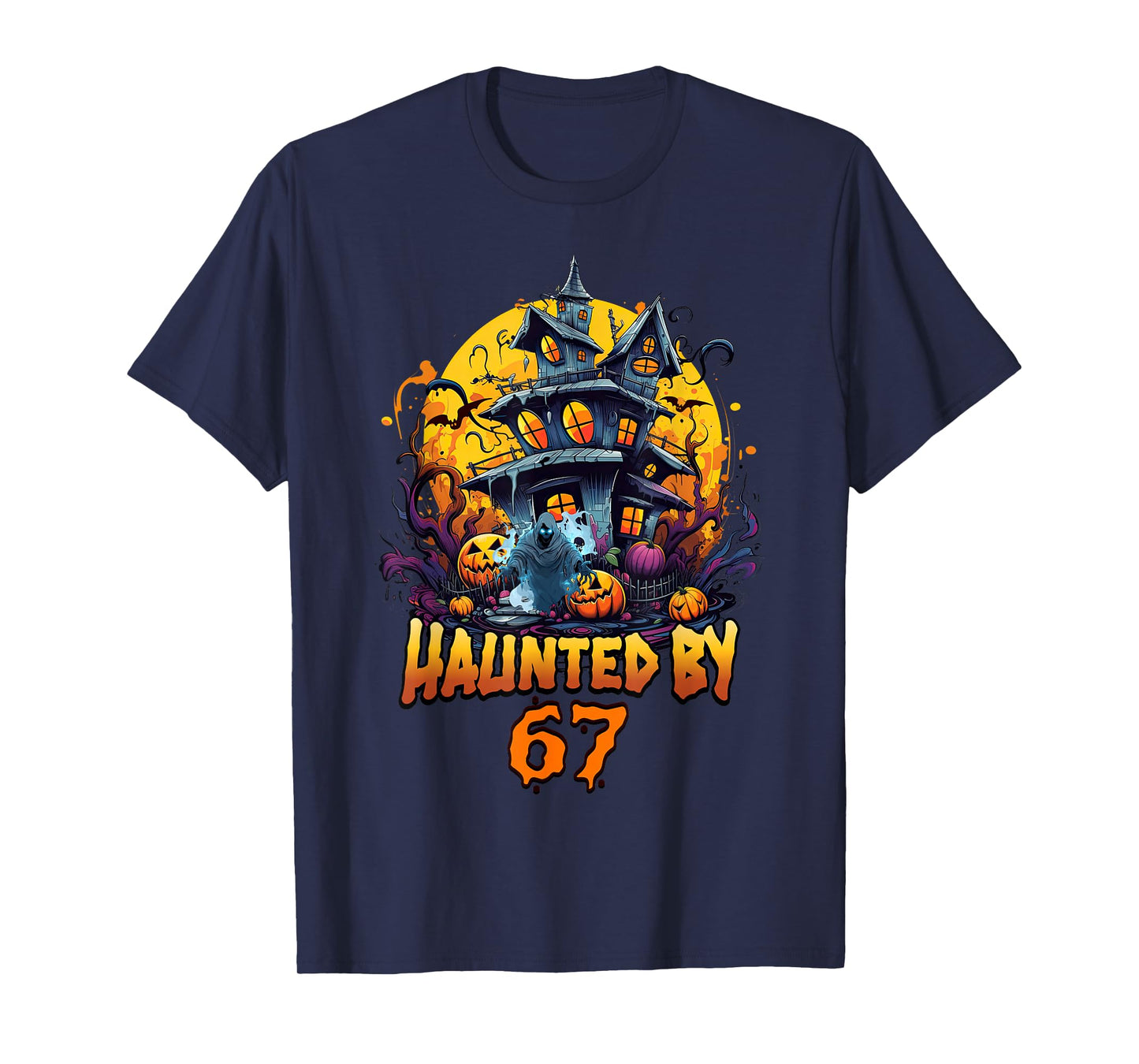 Haunted by 67, Alpha Z Halloween 6 7 Six Seven Ghost Graphic T-Shirt