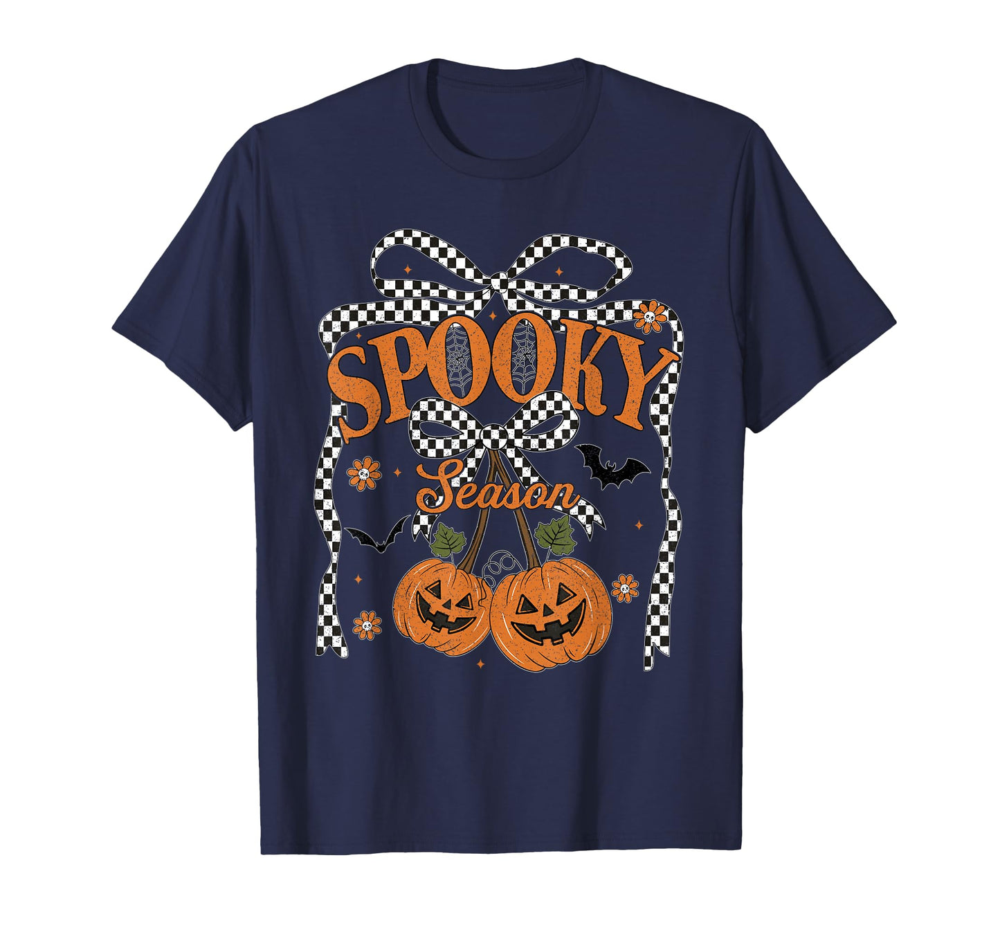 Preppy Spooky Season Pumpkin Cherries Autumn Girly Halloween T-Shirt