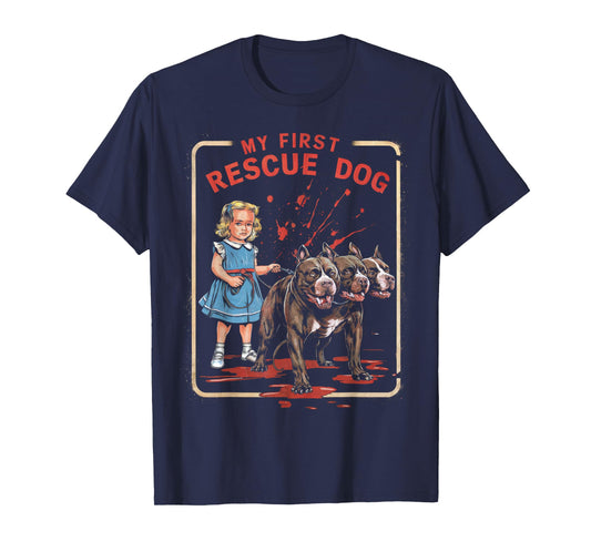Vintage Horror Movie Lover Retro Halloween Shirt Rescue Dog T-Shirt